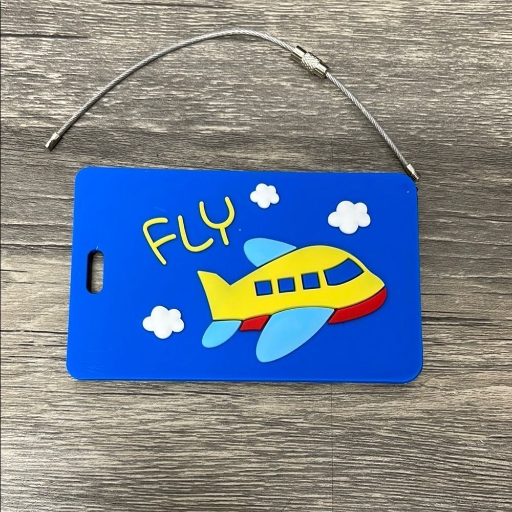 Blue and Yellow‎ Airplane Luggage Tag "Fly".